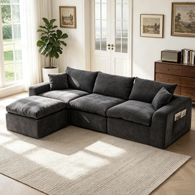 Main image of 110 Inch Modular Sectional Sofa, l Shape Convertible Couch with Chaise Lounge Density Foam Upholstered Corner Sofa