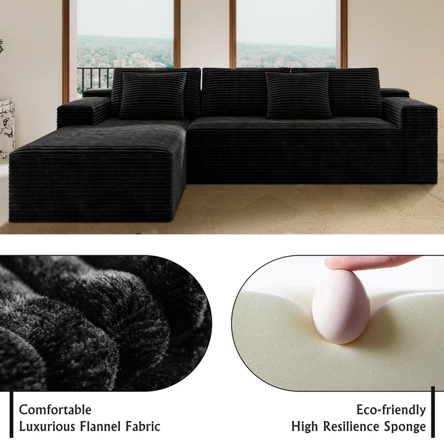 Alt view image 2 of 7 - 98.4 66.9 Inch Modular Sectional Sofa Seat, Upholstered Compressed Couch for Living Assembly Required Combination
