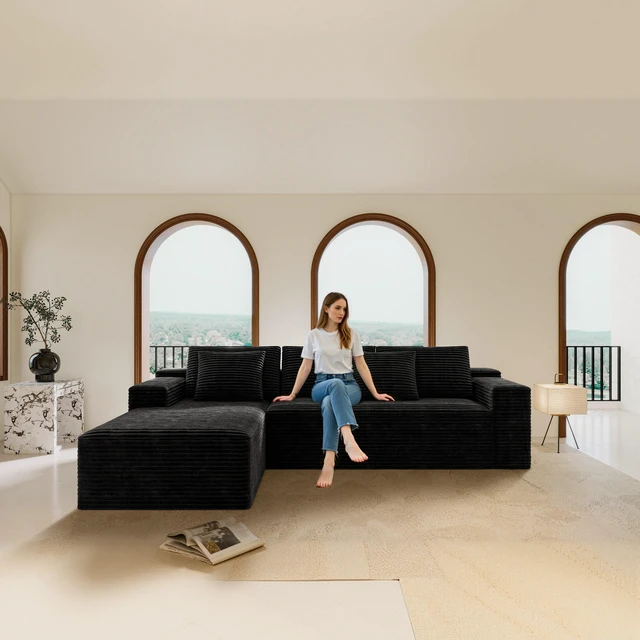 Main image of 98.4 66.9 Inch Modular Sectional Sofa Seat, Upholstered Compressed Couch for Living Assembly Required Combination
