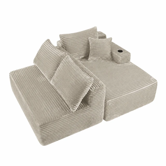 Alt view image 6 of 7 - 96 Inch Cloud Sectional Couch with l Shape Chaise, Modular Sofa with Deep Seat Upholstered Couches for Living Assembly