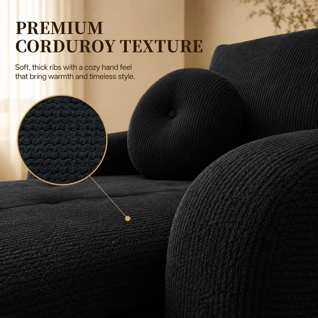 Alt view image 5 of 7 - 76 Inch Twin Chaise Lounges, Skin Soft Corduroy Left and Right Combo for Living and Beyond for Living Wavy Corduroy