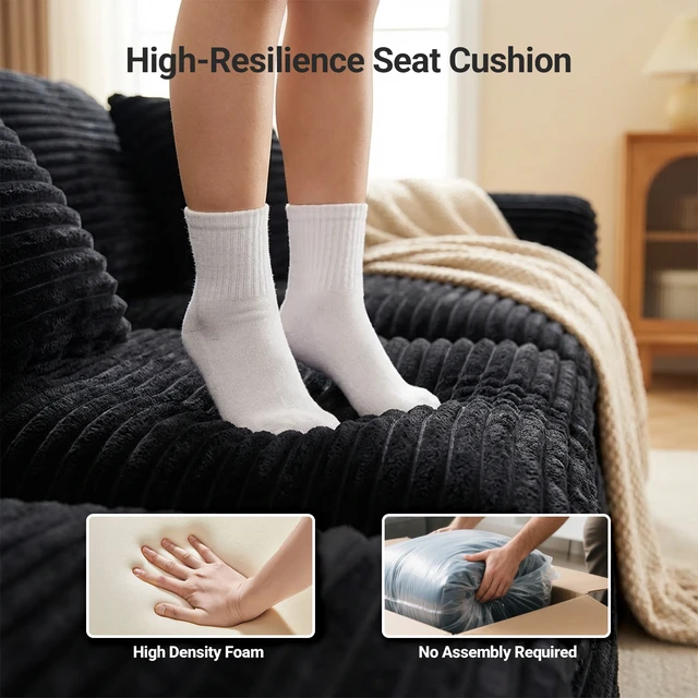 Alt view image 2 of 5 - 108 Inch High Resilience Sponge Sofa with Density, Double Layer Cloud Like Cushions Multiple Combination Options