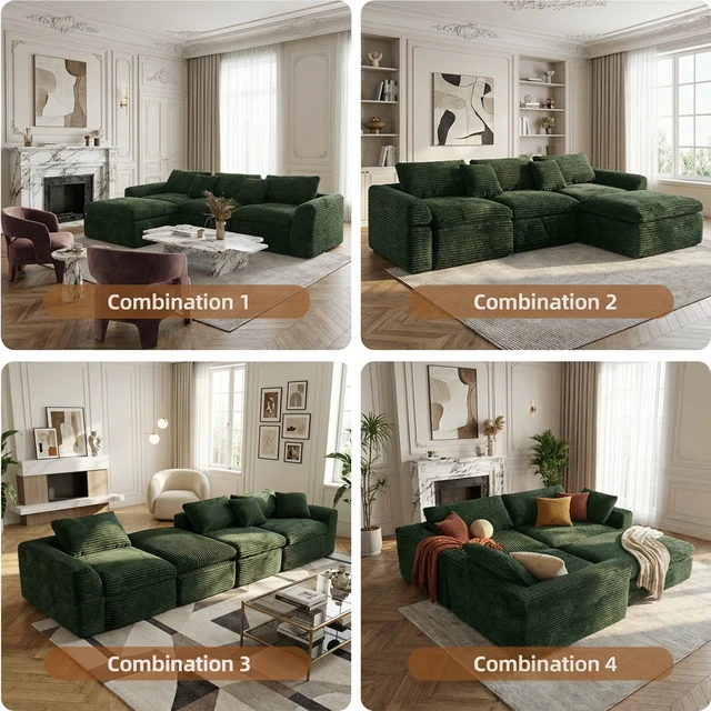 Alt view image 3 of 5 - 108 Inch High Resilience Sponge Sofa with Density, Double Layer Cloud Like Cushions Multiple Combination Options