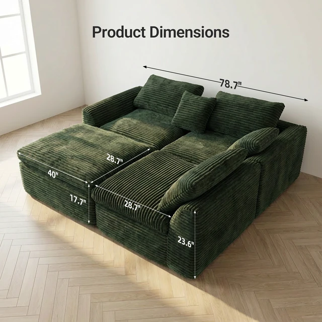 Alt view image 5 of 5 - 108 Inch High Resilience Sponge Sofa with Density, Double Layer Cloud Like Cushions Multiple Combination Options