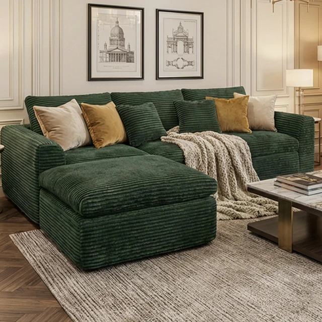 Main image of 108 Inch High Resilience Sponge Sofa with Density, Double Layer Cloud Like Cushions Multiple Combination Options
