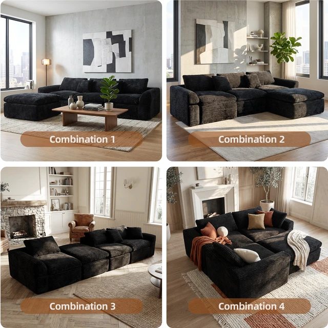 Alt view image 3 of 5 - 108 Inch High Resilience Sponge Sofa with Density, Double Layer Cloud Like Cushions Multiple Combination Options
