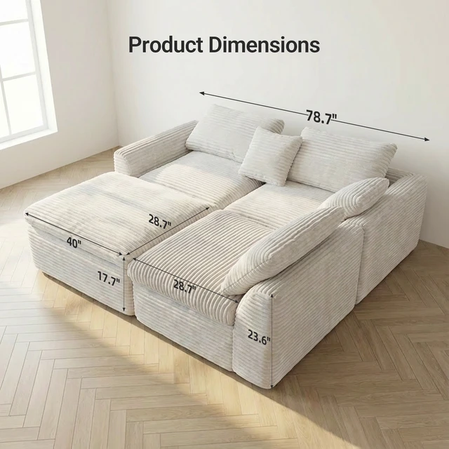 Alt view image 2 of 7 - 108 Inch High Resilience Sponge Sofa with Density, Double Layer Cloud Like Cushions Multiple Combination Options
