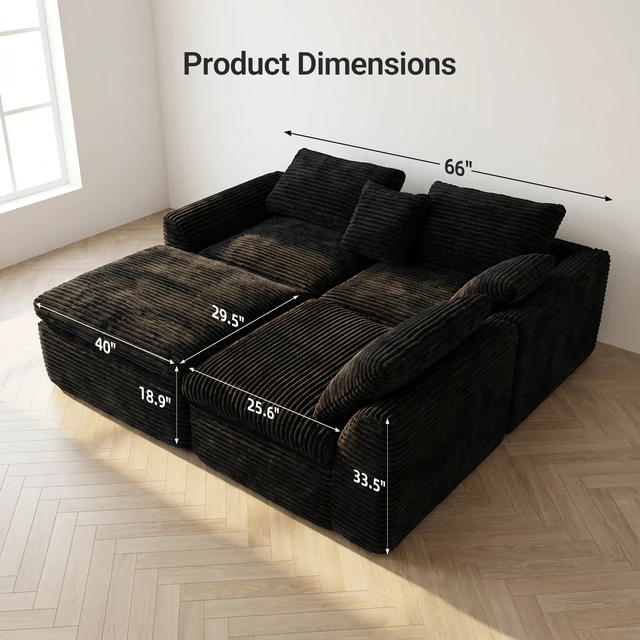 Alt view image 5 of 5 - 108 Inch High Resilience Sponge Sofa with Density, Double Layer Cloud Like Cushions Multiple Combination Options