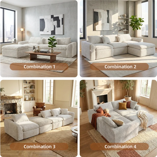 Alt view image 3 of 7 - 108 Inch High Resilience Sponge Sofa with Density, Double Layer Cloud Like Cushions Multiple Combination Options