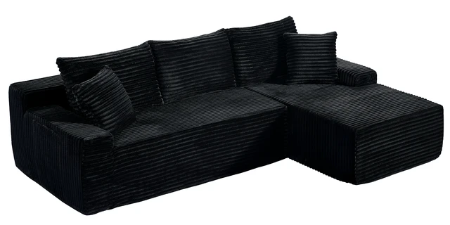 Alt view image 6 of 6 - 94.06 Inch Right Chaise l Shaped Cloud Sectional Sofa, Modular Corduroy Couch with Arm Storage Pockets Deep Seat