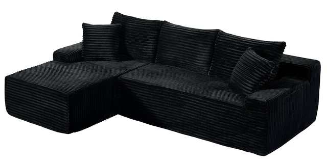 Alt view image 4 of 6 - 94.06 Inch Left Chaise l Shaped Cloud Sectional Sofa, Modular Corduroy Couch with Arm Storage Pockets Deep Seat