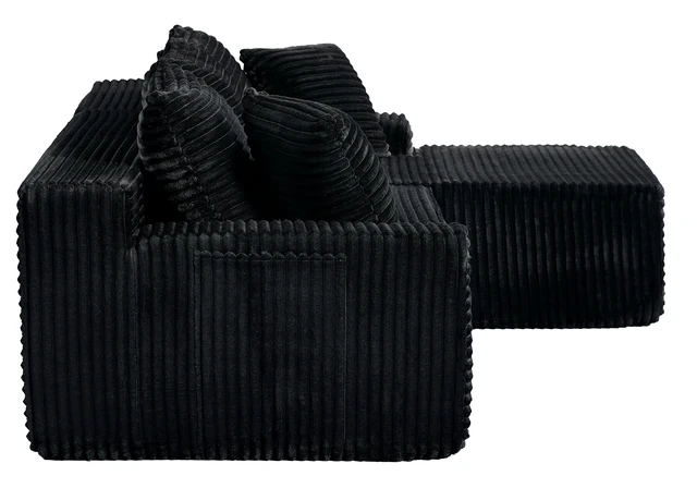 Alt view image 4 of 6 - 94.06 Inch Right Chaise l Shaped Cloud Sectional Sofa, Modular Corduroy Couch with Arm Storage Pockets Deep Seat
