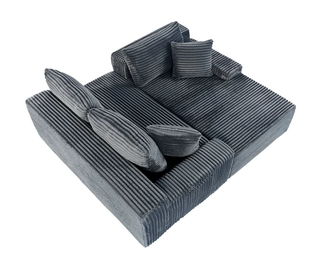 Alt view image 3 of 6 - 94.06 Inch Right Chaise l Shaped Cloud Sectional Sofa, Modular Corduroy Couch with Arm Storage Pockets Deep Seat