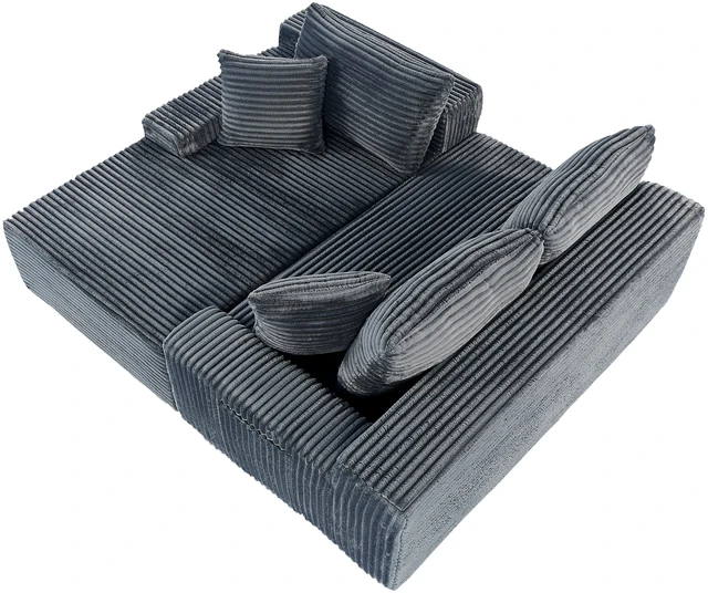 Alt view image 5 of 6 - 94.06 Inch Left Chaise l Shaped Cloud Sectional Sofa, Modular Corduroy Couch with Arm Storage Pockets Deep Seat