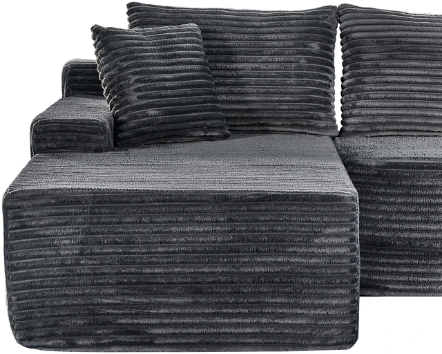 Alt view image 6 of 6 - 94.06 Inch Left Chaise l Shaped Cloud Sectional Sofa, Modular Corduroy Couch with Arm Storage Pockets Deep Seat