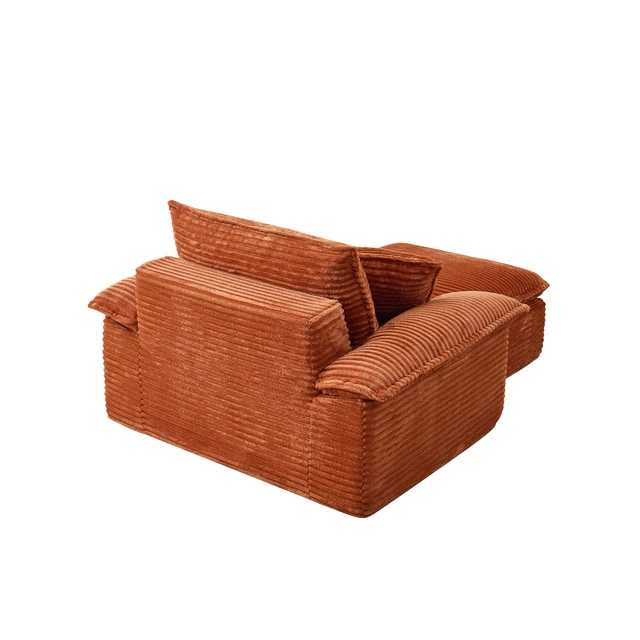 Alt view image 3 of 5 - Sofa Chair and Half with Deep Seat and Movable Layer Ottoman Set, Cloud Sofa Bed with Chaise Seater Modular Sectional