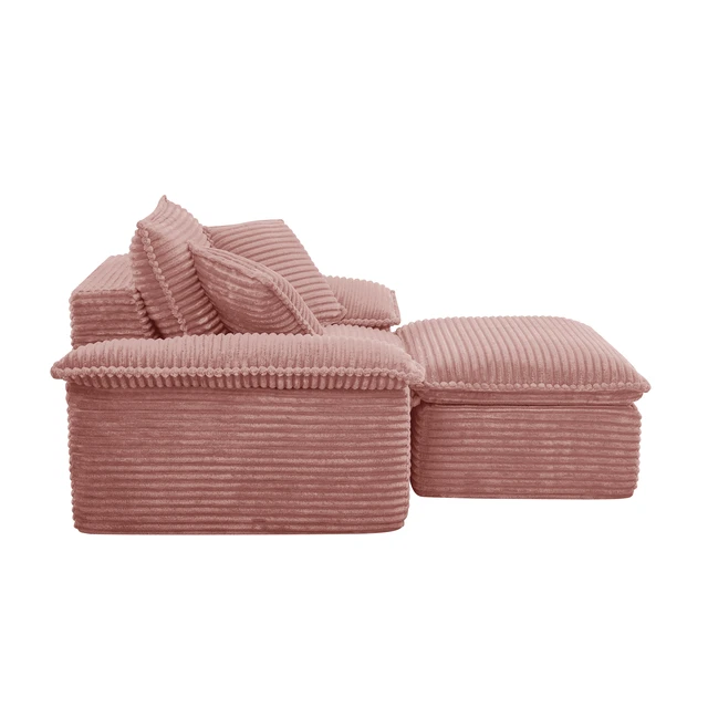 Alt view image 3 of 6 - Sofa Chair and Half with Deep Seat and Movable Layer Ottoman Set, Cloud Sofa Bed with Chaise Seater Modular Sectional