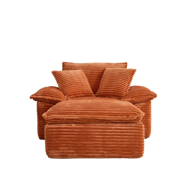 Alt view image 4 of 5 - Sofa Chair and Half with Deep Seat and Movable Layer Ottoman Set, Cloud Sofa Bed with Chaise Seater Modular Sectional