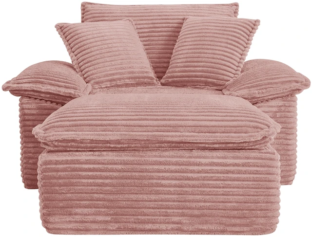 Alt view image 6 of 6 - Sofa Chair and Half with Deep Seat and Movable Layer Ottoman Set, Cloud Sofa Bed with Chaise Seater Modular Sectional