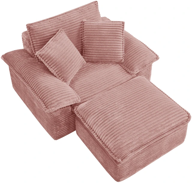 Alt view image 5 of 6 - Sofa Chair and Half with Deep Seat and Movable Layer Ottoman Set, Cloud Sofa Bed with Chaise Seater Modular Sectional