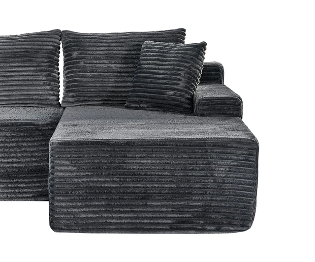 Alt view image 6 of 6 - 94.06 Inch Right Chaise l Shaped Cloud Sectional Sofa, Modular Corduroy Couch with Arm Storage Pockets Deep Seat
