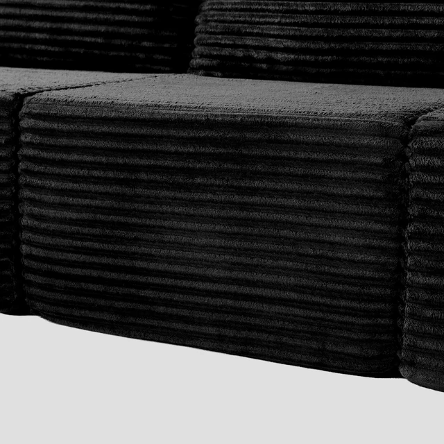 Alt view image 2 of 7 - 131 Inch Cloud Sofa with Ottoman, Black, Corduroy, Sectionals