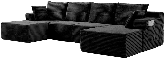 Alt view image 2 of 7 - 103 Inch Modular Sectional Couches for Living, Deep Seat Compression Sofa with High Density Memory Foam Upholstered