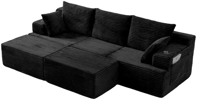 Alt view image 7 of 7 - 103 Inch Modular Sectional Couches for Living, Deep Seat Compression Sofa with High Density Memory Foam Upholstered