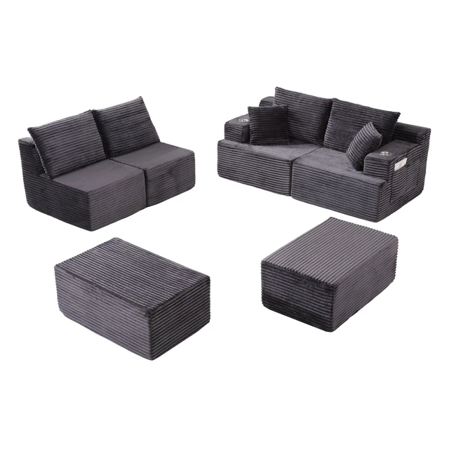 Alt view image 5 of 7 - 103 Inch Modular Sectional Couches for Living, Deep Seat Compression Sofa with High Density Memory Foam Upholstered