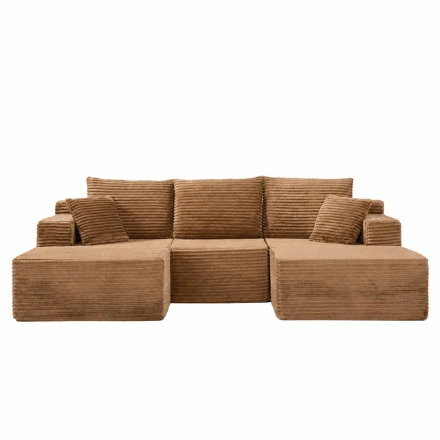 Alt view image 3 of 7 - 103 Inch Modular Sectional Couches for Living, Deep Seat Compression Sofa with High Density Memory Foam Upholstered