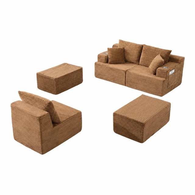 Alt view image 6 of 7 - 103 Inch Modular Sectional Couches for Living, Deep Seat Compression Sofa with High Density Memory Foam Upholstered