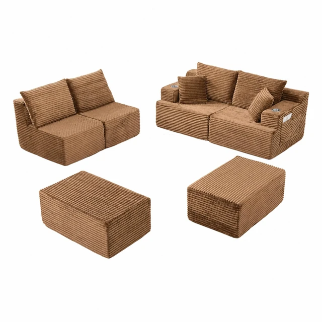 Alt view image 5 of 7 - 103 Inch Modular Sectional Couches for Living, Deep Seat Compression Sofa with High Density Memory Foam Upholstered