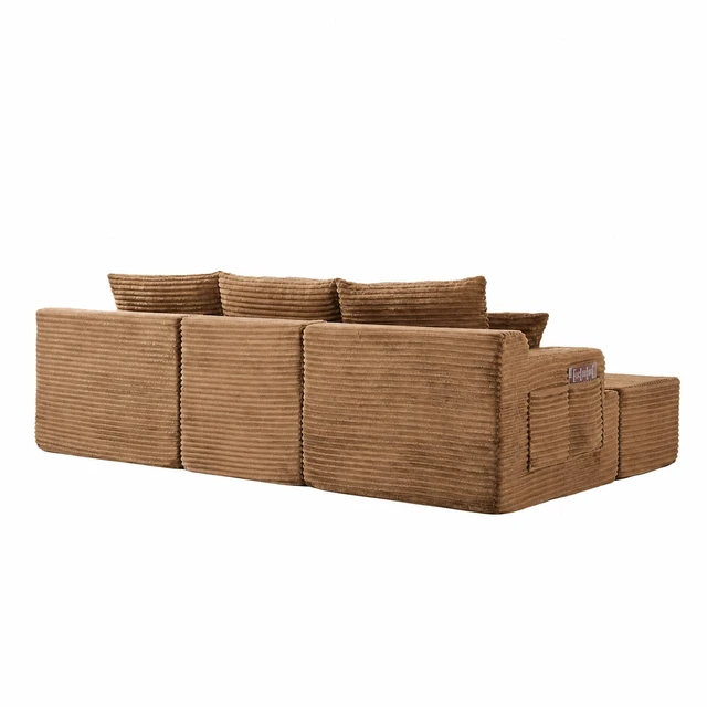 Alt view image 4 of 7 - 103 Inch Modular Sectional Couches for Living, Deep Seat Compression Sofa with High Density Memory Foam Upholstered