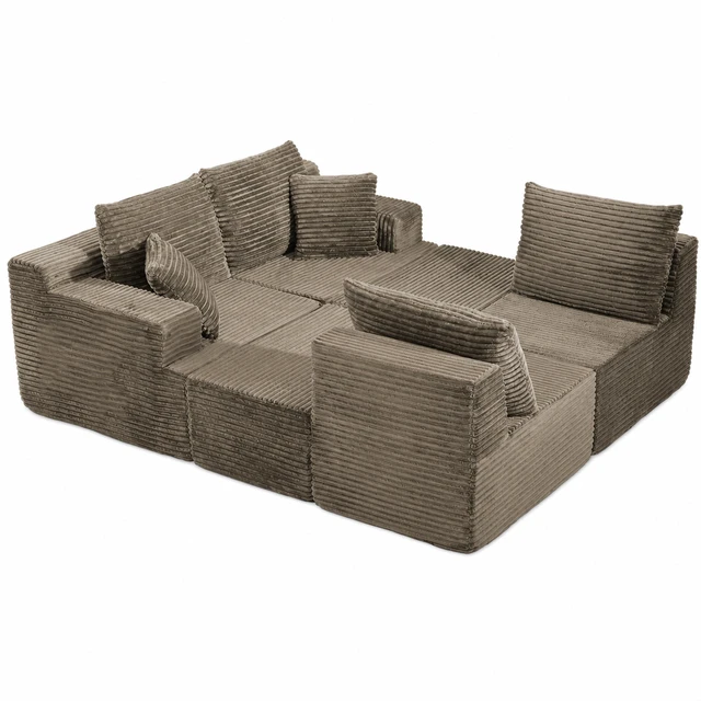 Alt view image 2 of 7 - 131 Inch Cloud Sofa with Ottoman, Coffee, Corduroy, Sectionals