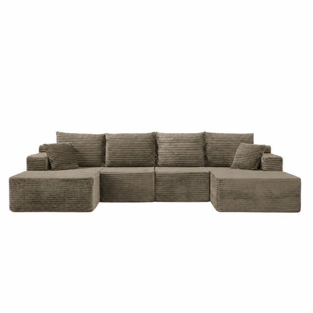 Alt view image 6 of 7 - 131 Inch Cloud Sofa with Ottoman, Coffee, Corduroy, Sectionals