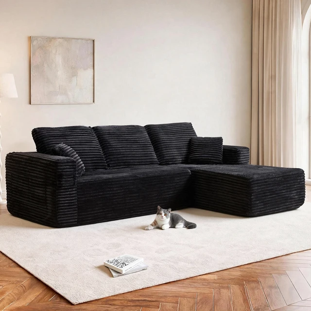 Main image of 100.39 Inch Cloud Sectional Couch with Shape Chaise, Modular Sofa Wit Deep Seat Assembly Required Compressed Packaging