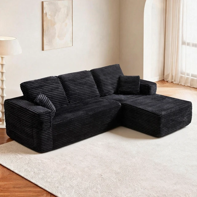 Alt view image 2 of 4 - 100.39 Inch Cloud Sectional Couch with Shape Chaise, Modular Sofa Wit Deep Seat Assembly Required Compressed Packaging