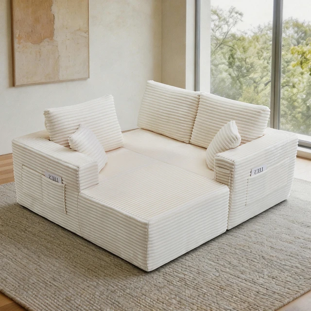 Alt view image 4 of 6 - 100.39 Inch Cloud Sectional Couch with l Shape Chaise, Modular Sofa Wit Deep Seat Assembly Required Compressed
