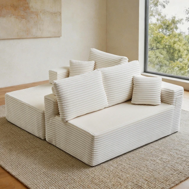Alt view image 5 of 6 - 100.39 Inch Cloud Sectional Couch with l Shape Chaise, Modular Sofa Wit Deep Seat Assembly Required Compressed