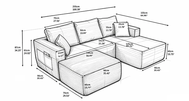 Alt view image 2 of 4 - 100.39 Inch Cloud Sectional Sofa with Shape Chaise, Modular Sofa Wite Deep Seat Combination Assembly Required