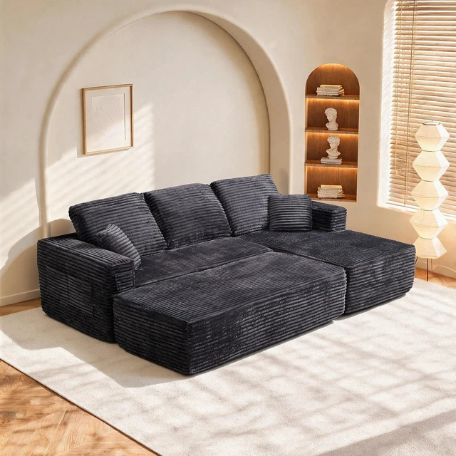 Alt view image 2 of 6 - 100.39 Inch Modular Sectional Sofa with Long Shape Chaise, Modular Sofa Wite Deep Seat Combination Assembly Required