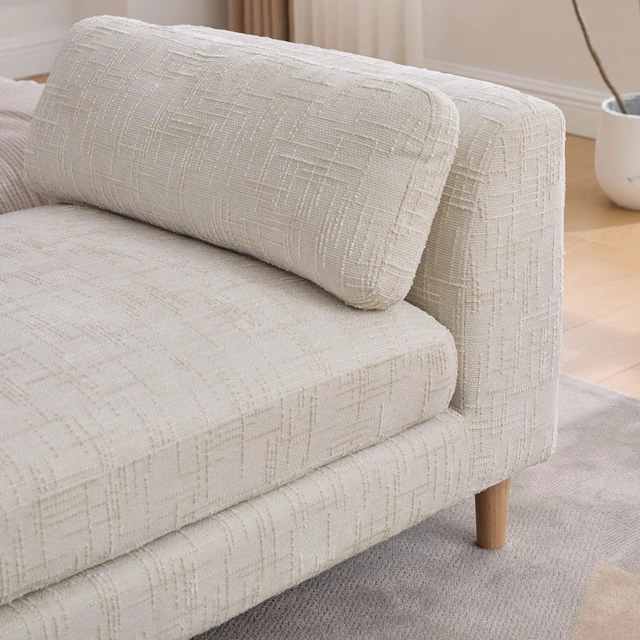 Alt view image 6 of 7 - 83.1 Inch Wide Upholstered End Bed Bench with Armrests, Chenille Chaise Lounge Couch with Bolster Pillows Daybed