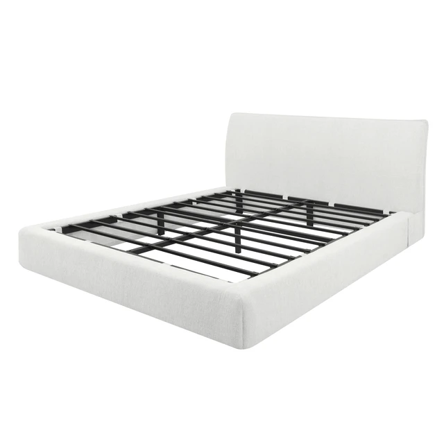 Alt view image 7 of 7 - Queen Size Compression Bed Cotton Linen Fabric, Wraparound Design with Vacuum Sealed Foam Iron Frame Assembly Required