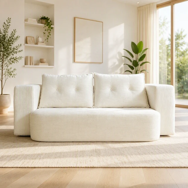 Alt view image 4 of 7 - Corduroy Floor Convertible Sofa Bed Folding Sleeper Couch with High Density Foam Mattress Assembly Require for Living