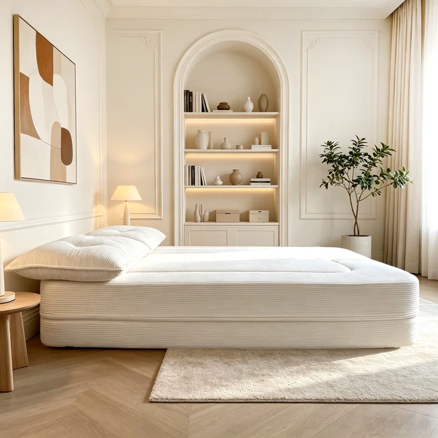 Alt view image 3 of 7 - Corduroy Floor Convertible Sofa Bed Folding Sleeper Couch with High Density Foam Mattress Assembly Require for Living