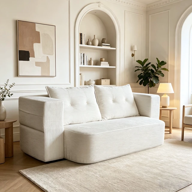 Alt view image 2 of 7 - Corduroy Floor Convertible Sofa Bed Folding Sleeper Couch with High Density Foam Mattress Assembly Require for Living