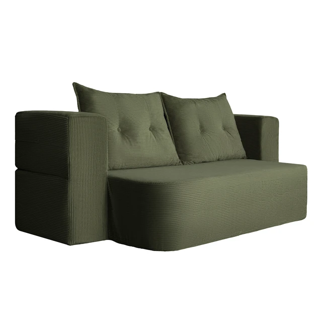 Alt view image 7 of 7 - Corduroy Floor Convertible Sofa Bed Folding Sleeper Couch with High Density Foam Mattress Assembly Require for Living