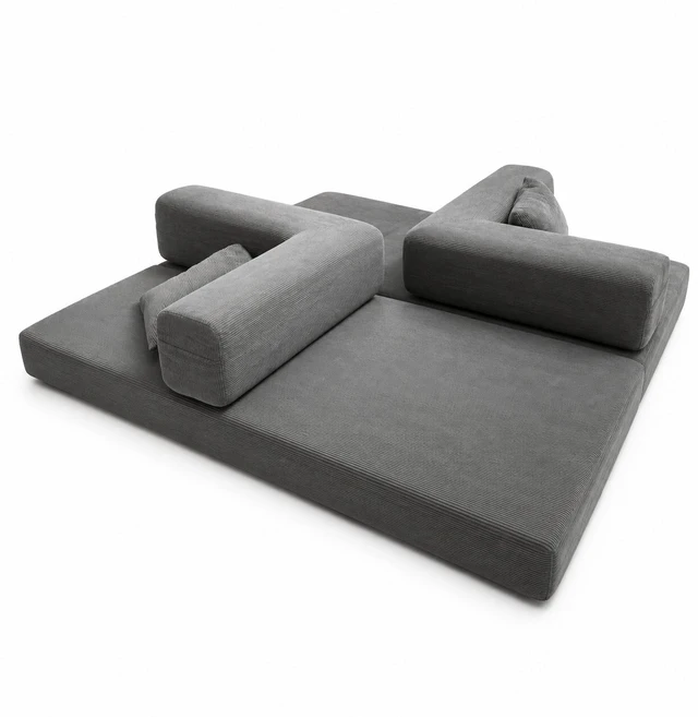 Alt view image 7 of 7 - Double Sofa, Sofa Bed Multifunctional Compression Wide Body Pure Sponge Fine Striped Corduroy Fabric W6188p552722same