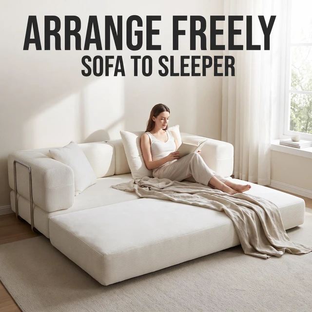 Alt view image 6 of 7 - Double Sofa, Sofa Bed Multifunctional Compression Wide Body Pure Sponge Fine Striped Corduroy Fabric W6188p525734same