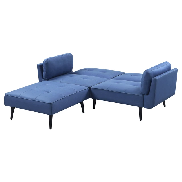 Alt view image 4 of 7 - Adjustable Sofa with Ottoman, Blue, Wood and Fabric